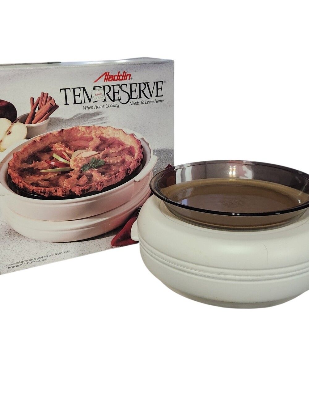 Aladdin Tempreserve Pie Carrier 8 or 9 in Insulated Hot Cold Container NOS Pyrex